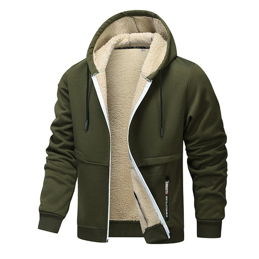 Casual Hoodies For Men Heavyweight Fleece Sweatshirt Winter Thick Sherpa Lined Hooded Zipper Jacket Thick Streetwear Coats