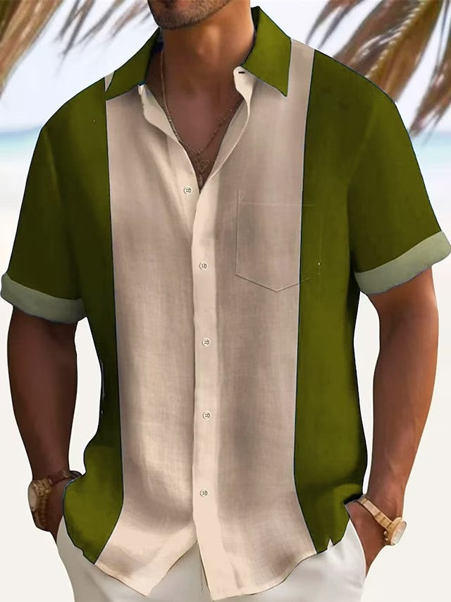 Camisa de manga corta de color liso para hombre