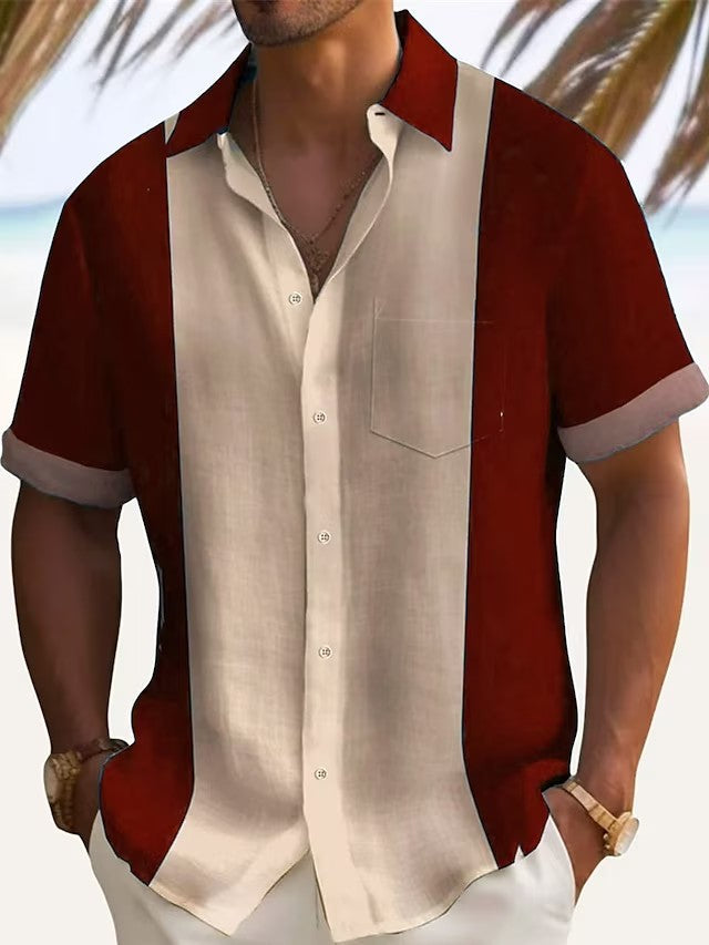 Camisa de manga corta de color liso para hombre