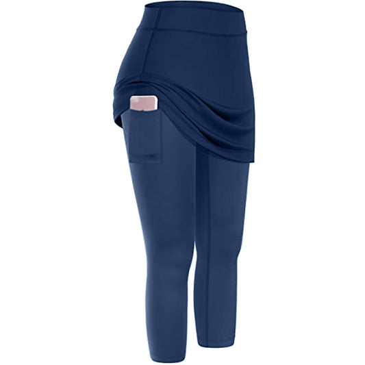 Legging-jupe modeste pour femme | Pantalon de tennis et de yoga avec jupe et poche