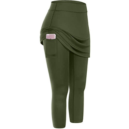 Legging-jupe modeste pour femme | Pantalon de tennis et de yoga avec jupe et poche