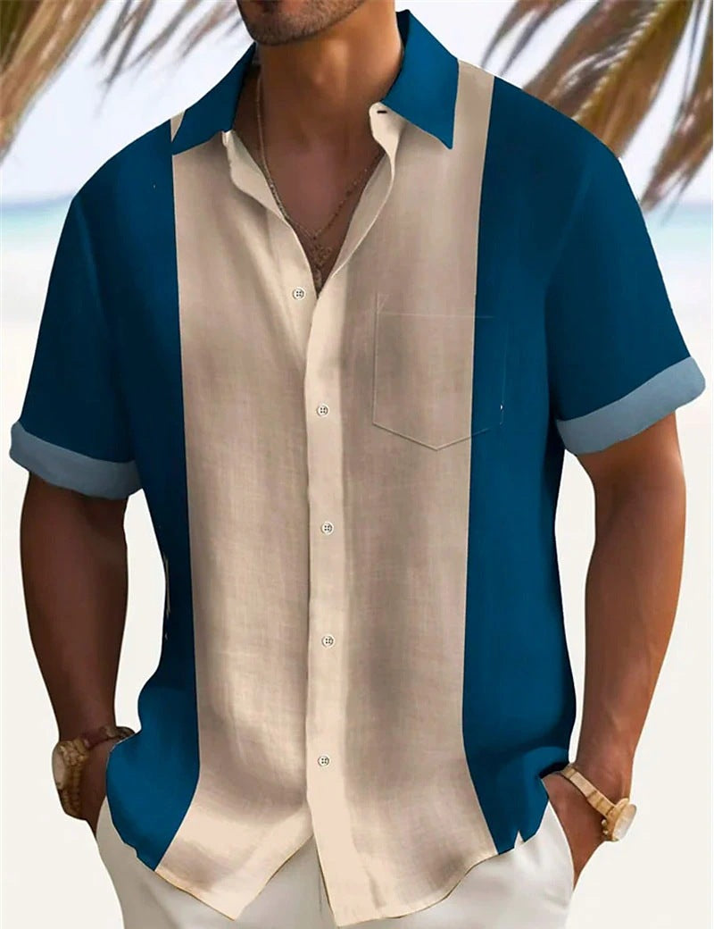 Camisa de manga corta de color liso para hombre