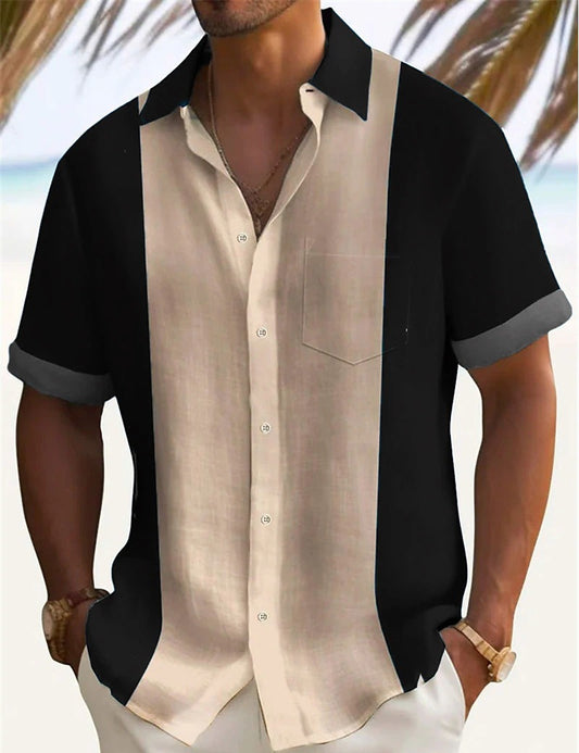 Camisa de manga corta de color liso para hombre