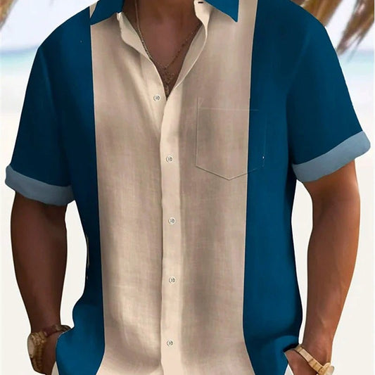 Camisa de manga corta de color liso para hombre