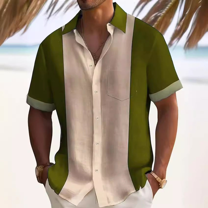 Camisa de manga corta de color liso para hombre