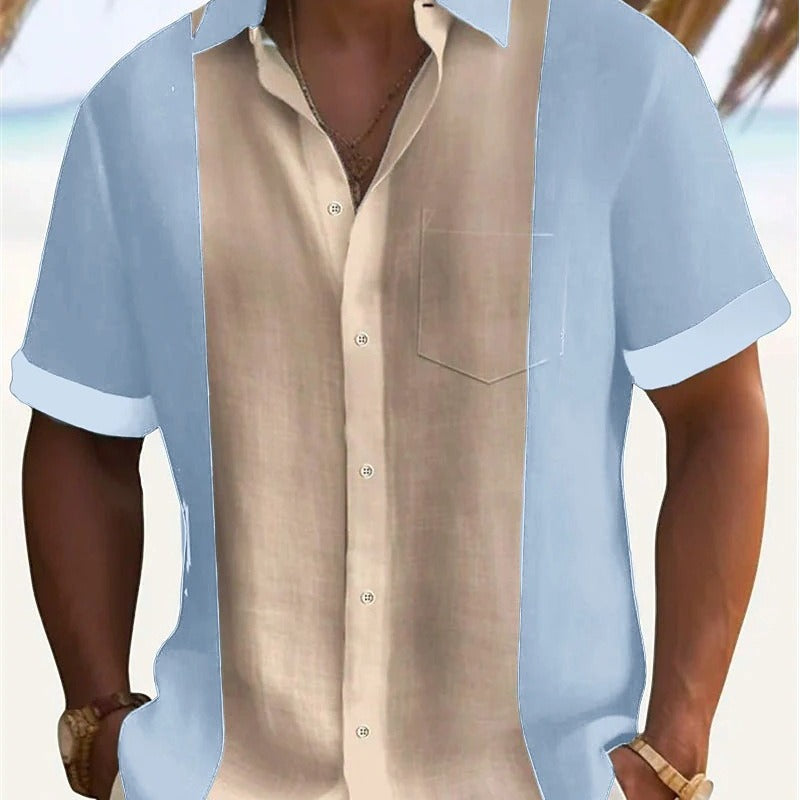 Camisa de manga corta de color liso para hombre
