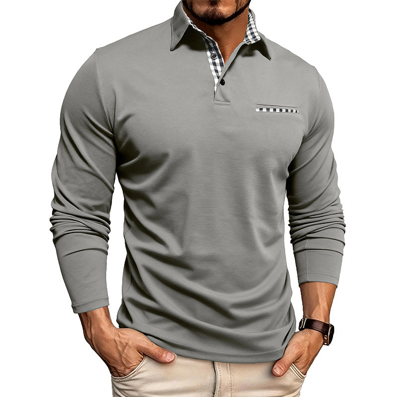 Polo à carreaux pour hommes | Haut à manches longues