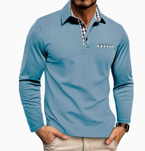 Polo à carreaux pour hommes | Haut à manches longues