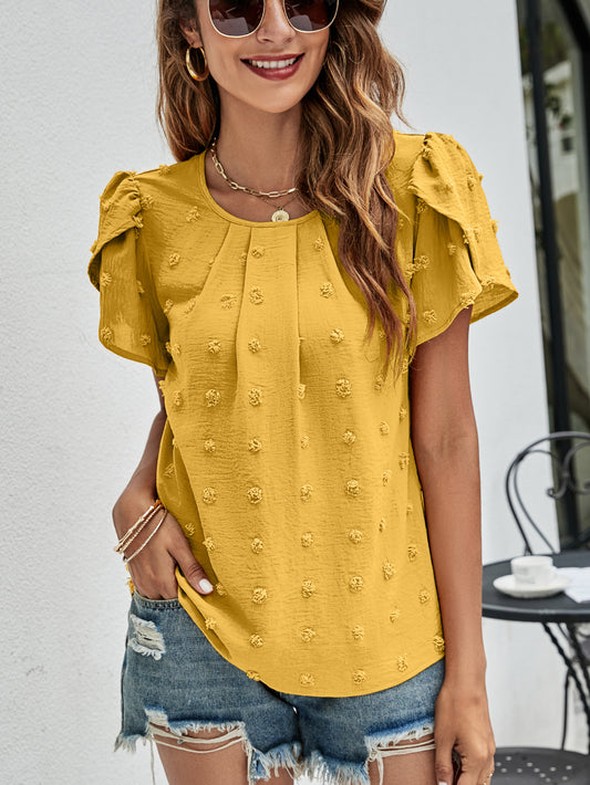 Calypso Jacquard Tulip-Sleeve Top | Women's Textured Blouse