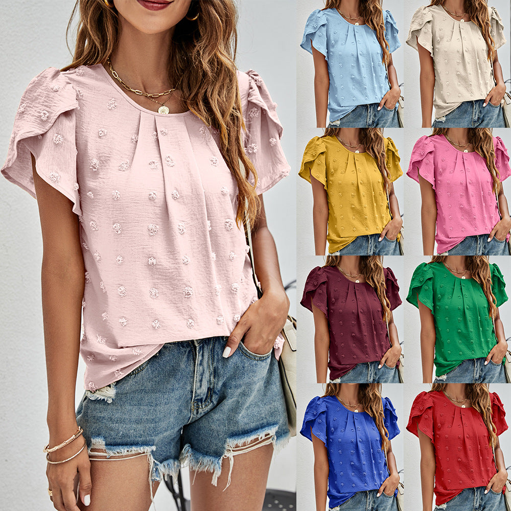 Top de jacquard con mangas de tulipán Calypso | Blusa texturizada de mujer