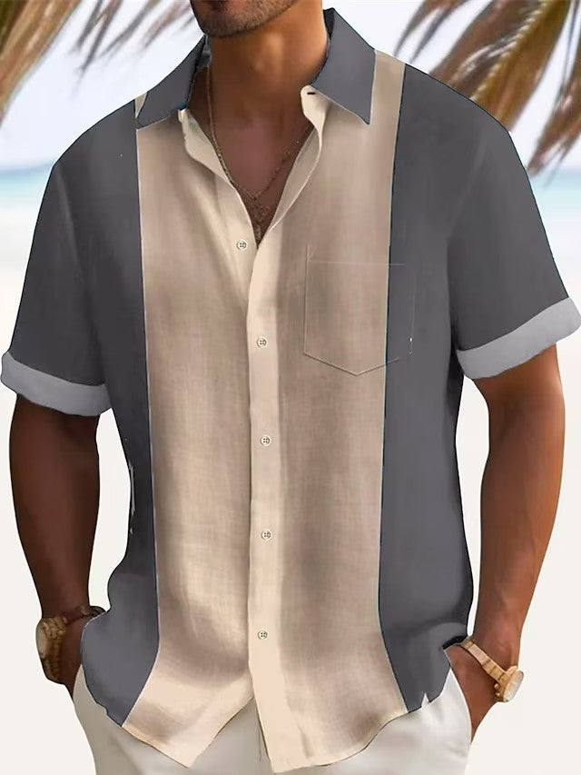 Camisa de manga corta de color liso para hombre