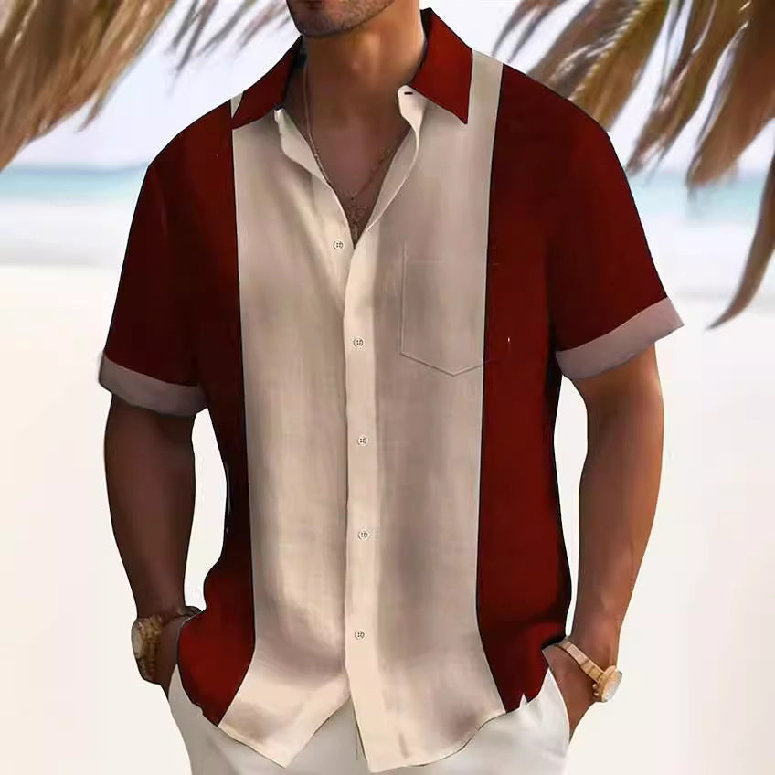 Camisa de manga corta de color liso para hombre