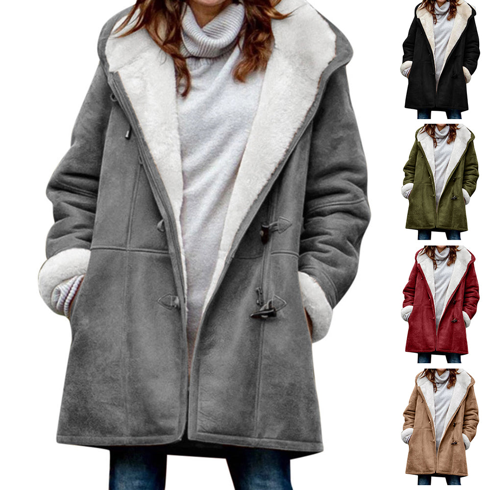 The Aurora — Women's Fleece-Lined Vintage Hooded Trench Coat